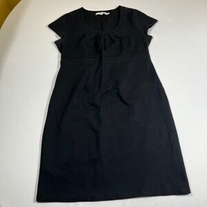 Boden Black Scoop Neck Pleated Bust Empire Waist Dress Knit US 8 UK 12